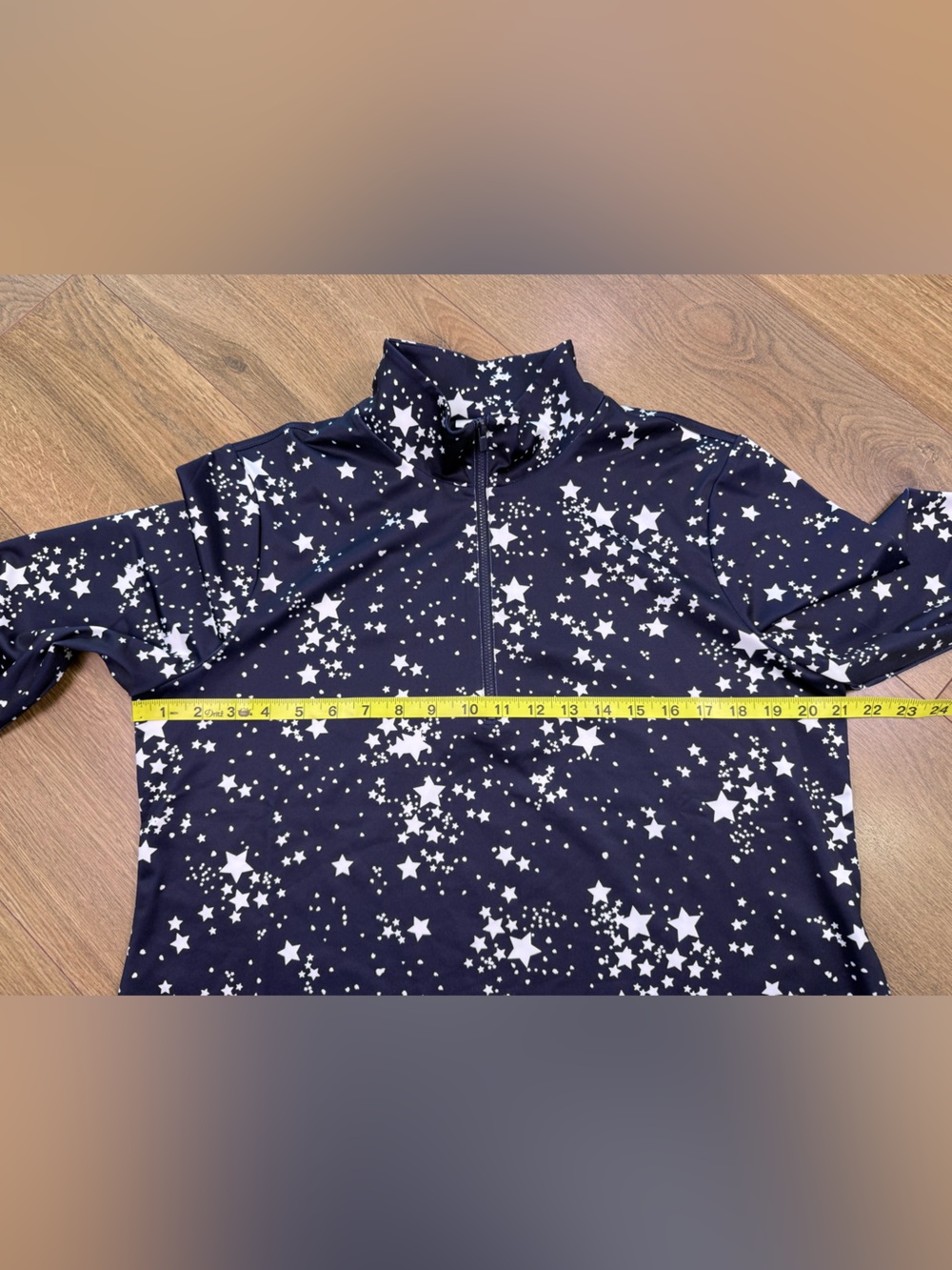 Chico’s Navy Star Print Quarter Zip Pullover Top Size 2 Large - Picture 9 of 10